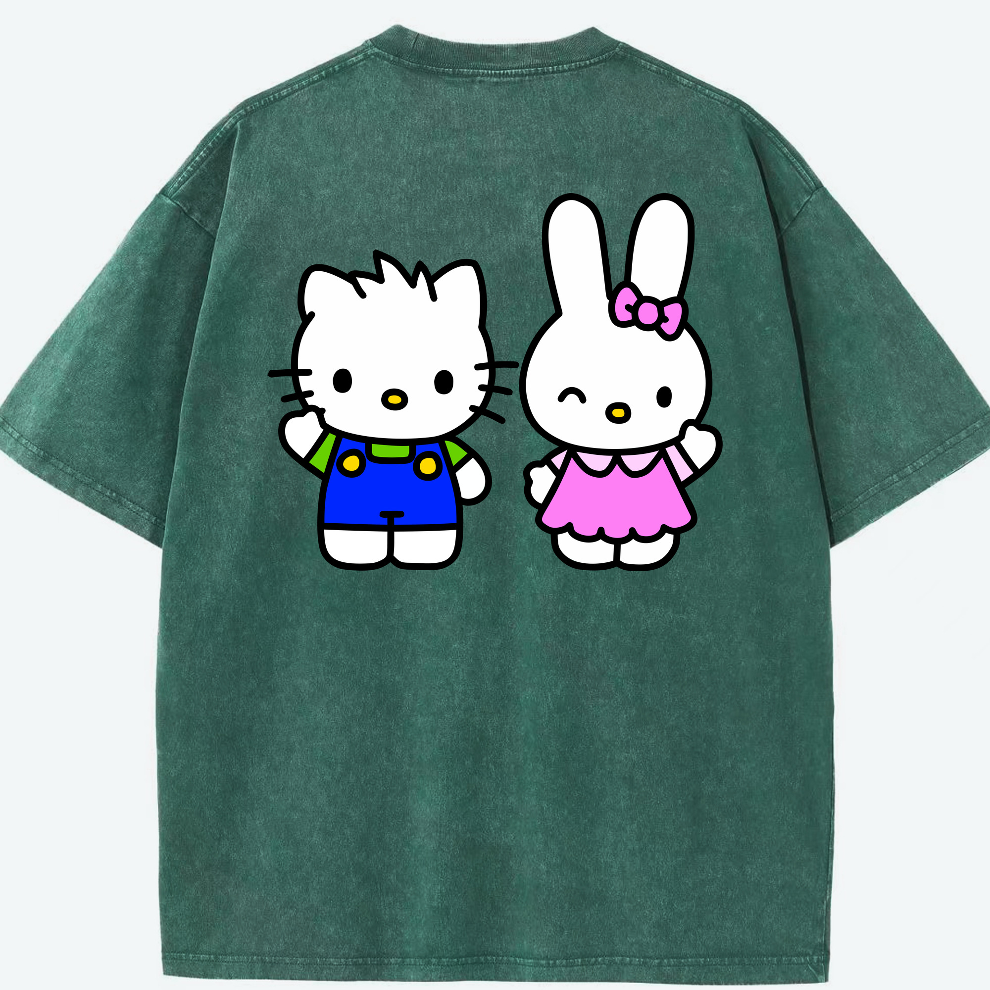 （画像用） Hello Kitty ハローキティ 綿100% ヴィンテージ風 半袖Tシャツ（背面プリント）